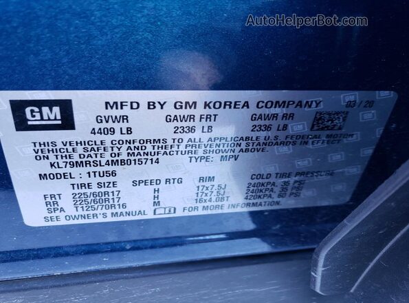 KL79MRSL4MB015714 2021 FORD ECONOLINE Синий Панорамный вид салона 360°