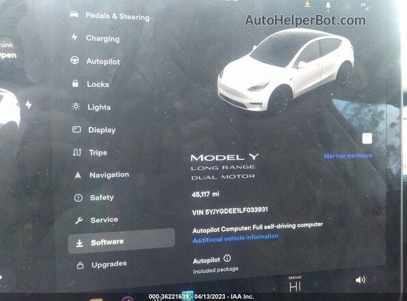 5YJYGDEE1LF033931 2020 TESLA MODEL Y Белый Вид задних сидений