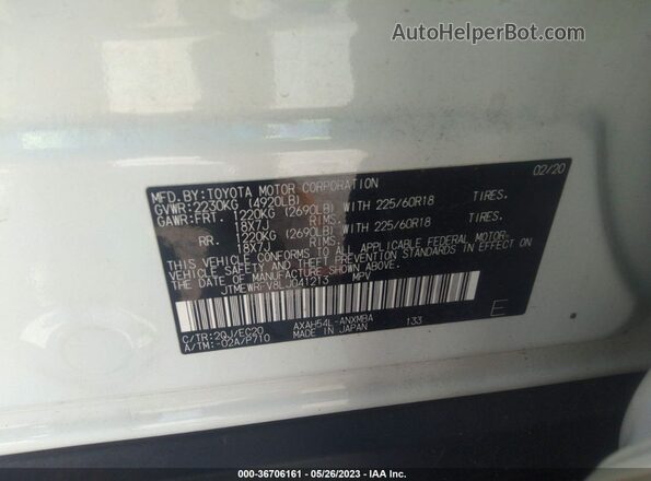 JTMEWRFV8LJ041213 2020 TOYOTA RAV4 Белый Вид подкапотного пространства