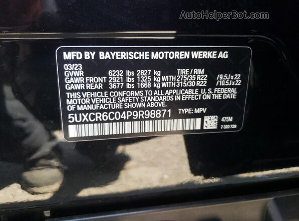 5UXCR6C04P9R98871 2023 BMW X5 Черный 