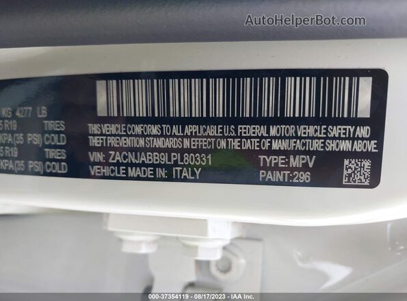 ZACNJABB9LPL80331 2020 JEEP RENEGADE White Շարժիչի բաժամունքի տեսք
