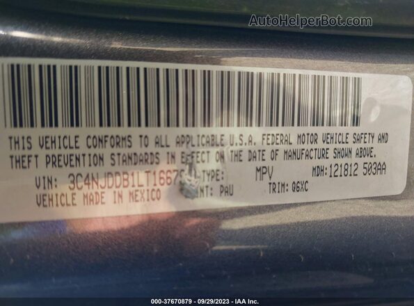 3C4NJDDB1LT166797 2020 JEEP COMPASS Серый Вид подкапотного пространства