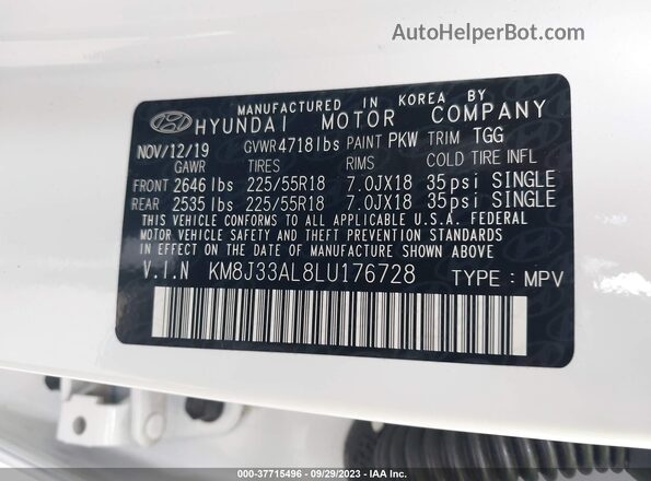 KM8J33AL8LU176728 2020 HYUNDAI TUCSON Белый Вид подкапотного пространства