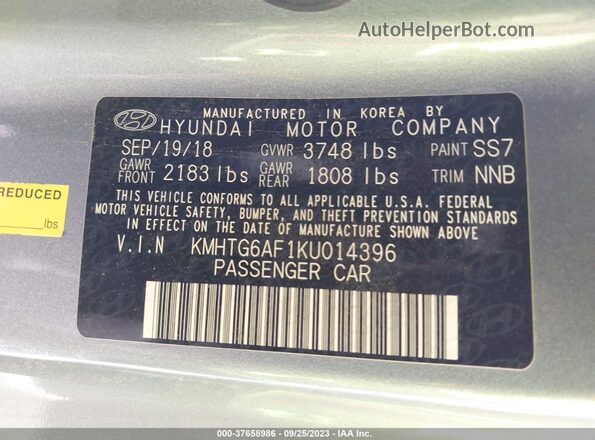 KMHTG6AF1KU014396 2019 HYUNDAI VELOSTER Silver Вид підкапотного простору