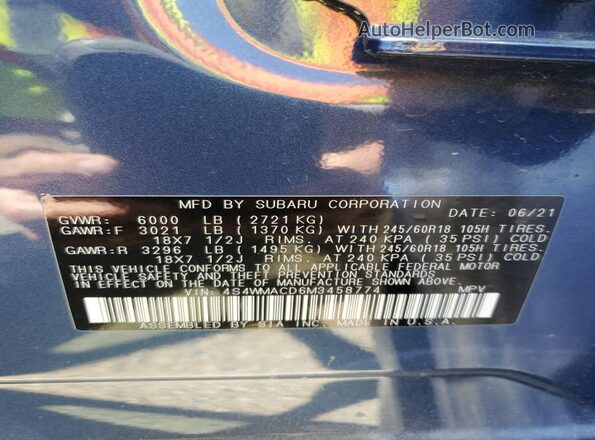 4S4WMACD6M3458774 2021 SUBARU ASCENT Blue Vista interior de 360 grados