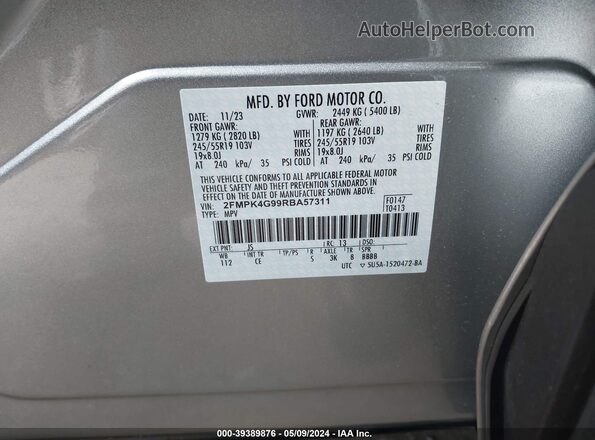 2FMPK4G99RBA57311 2024 FORD EDGE Серебряный Вид подкапотного пространства