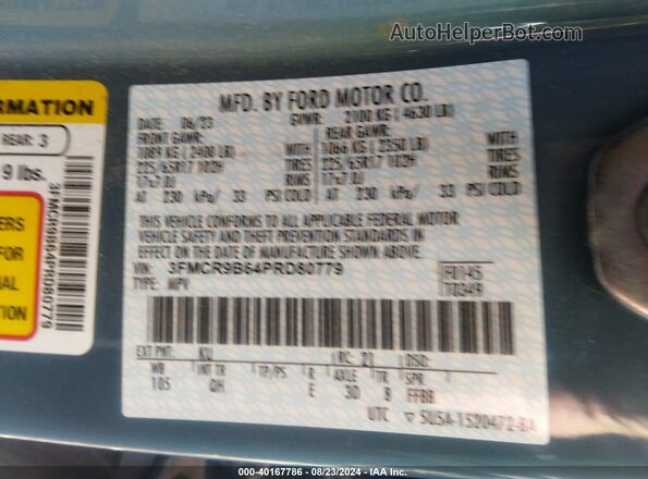 3FMCR9B64PRD80779 2023 FORD BRONCO SPORT Blue Շարժիչի բաժամունքի տեսք