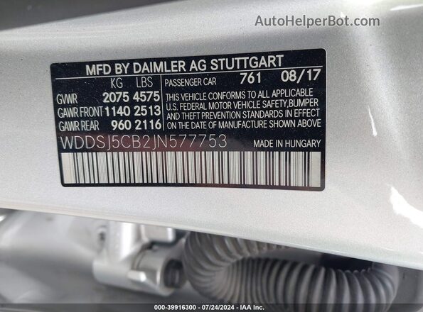 WDDSJ5CB2JN577753 2018 MERCEDES-BENZ AMG CLA 45 Серебряный Вид подкапотного пространства