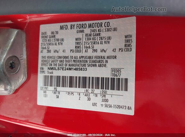 NM0LS7E24M1485833 2021 FORD TRANSIT CONNECT Red Vista del compartimento del motor