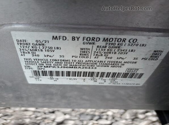 2FMPK3J96MBA26433 2021 FORD EDGE Серый Вид подкапотного пространства