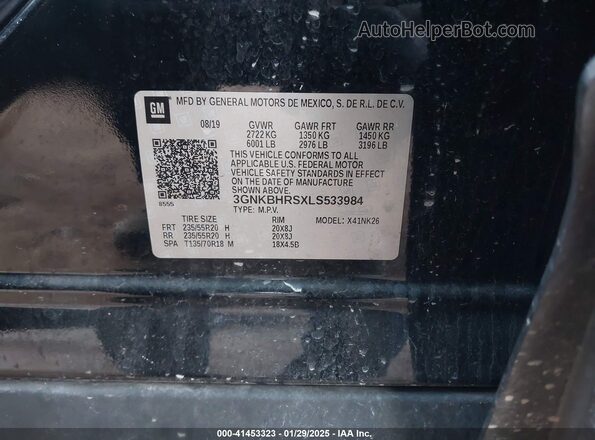 3GNKBHRSXLS533984 2020 CHEVROLET BLAZER Black ძრავის განყოფილების ხედი