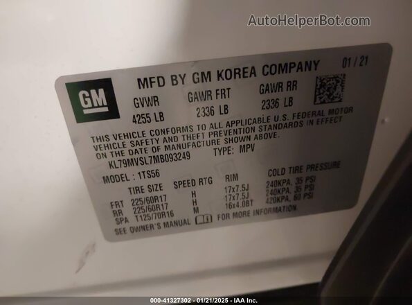 KL79MVSL7MB093249 2021 CHEVROLET TRAILBLAZER White Widok komory silnika