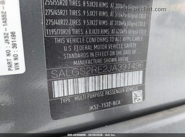 SALGS2RE2JA391496 2018 LAND ROVER RANGE ROVER Black Widok komory silnika