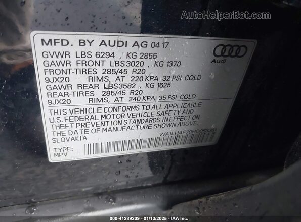 WA1LHAF70HD053361 2017 AUDI Q7 Blue Widok komory silnika