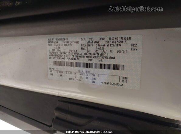 1FTBR3XG1RKA04076 2024 FORD TRANSIT-250 Белый Вид подкапотного пространства
