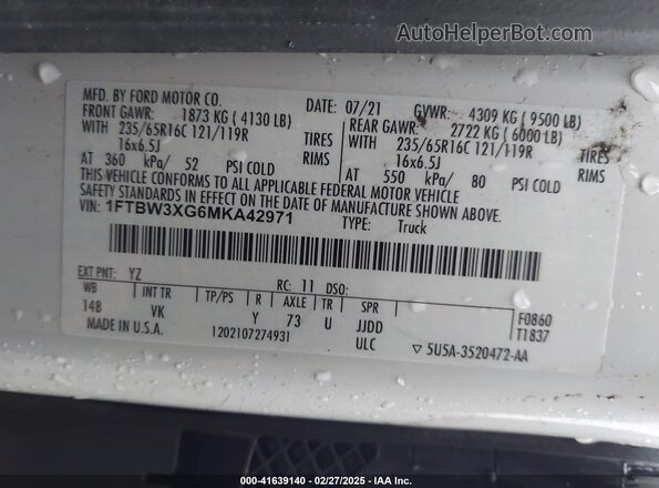 1FTBW3XG6MKA42971 2021 FORD TRANSIT-350 White Engine compartment view