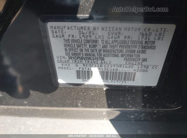 3N1CP5BV2ML519755 2021 NISSAN KICKS Black Engine compartment view
