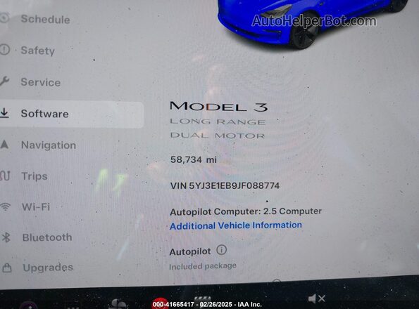 5YJ3E1EB9JF088774 2018 TESLA MODEL 3 White Widok tylnych siedzeń