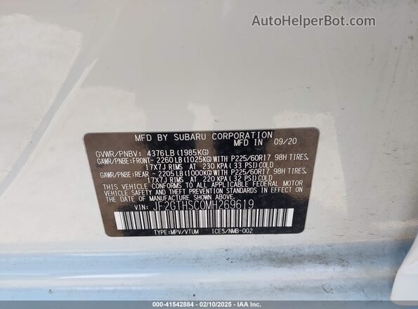 JF2GTHSC0MH269619 2021 SUBARU CROSSTREK White Widok komory silnika