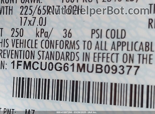 1FMCU0G61MUB09377 2021 FORD ESCAPE Gray Widok komory silnika