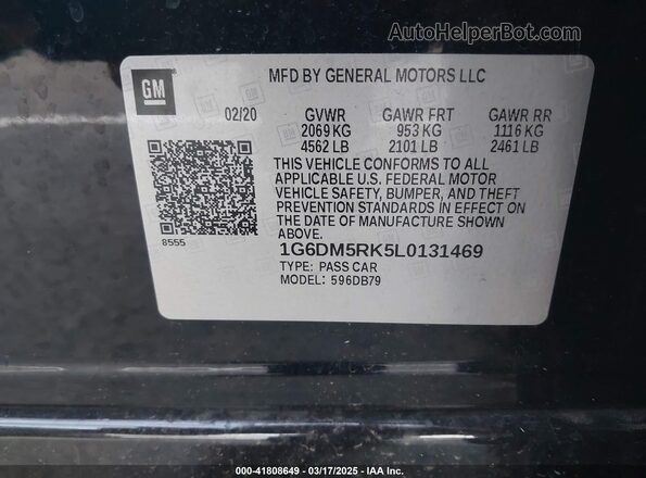1G6DM5RK5L0131469 2020 CADILLAC CT5 Black Widok komory silnika