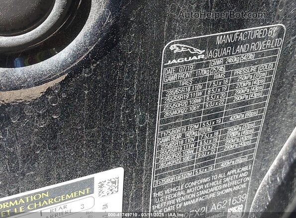 SADCJ2FX2LA621639 2020 JAGUAR F-PACE Black Widok komory silnika