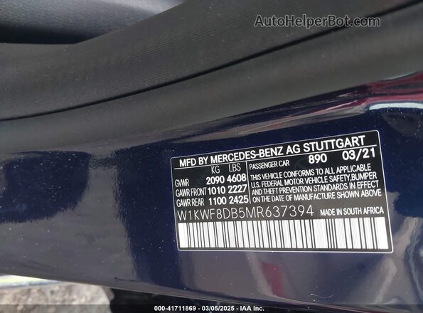 W1KWF8DB5MR637394 2021 MERCEDES-BENZ C-CLASS Blue Widok komory silnika