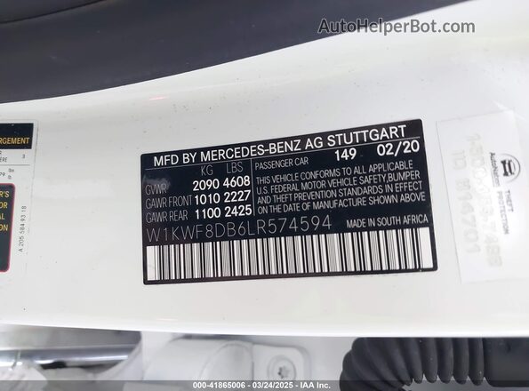 W1KWF8DB6LR574594 2020 MERCEDES-BENZ C Белый Вид подкапотного пространства