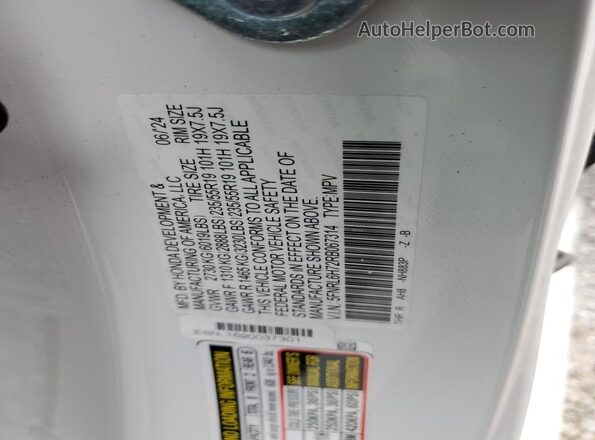 5FNRL6H72RB067314 2024 HONDA ODYSSEY Белый Вид наклейки с VIN-кодом