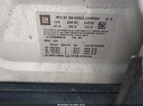 KL7CJPSB2MB326150 2021 CHEVROLET TRAX Silver Вид підкапотного простору