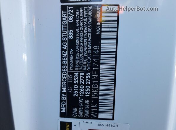 W1K1J5KB1NF174148 2022 MERCEDES-BENZ E Белый Вид подкапотного пространства