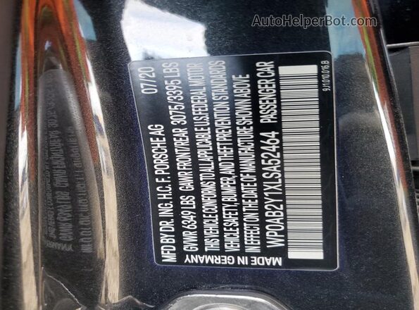 WP0AB2Y1XLSA52464 2020 PORSCHE TAYCAN Зеленый Вид подкапотного пространства