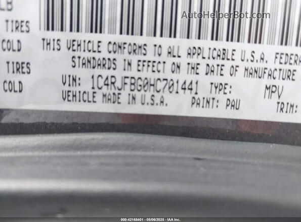 1C4RJFBG0HC701441 2017 JEEP GRAND CHEROKEE Gray ძრავის განყოფილების ხედი