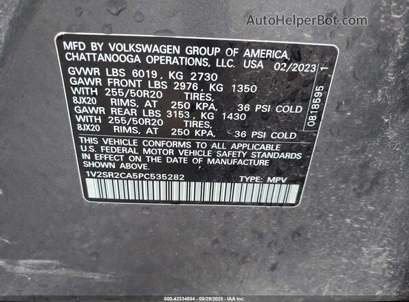 1V2SR2CA5PC535282 2023 VOLKSWAGEN ATLAS Gray ძრავის განყოფილების ხედი
