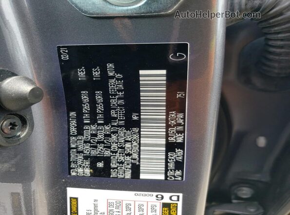 JTJAM7BX0M5288748 2021 LEXUS GX Серый Вид наклейки с VIN-кодом