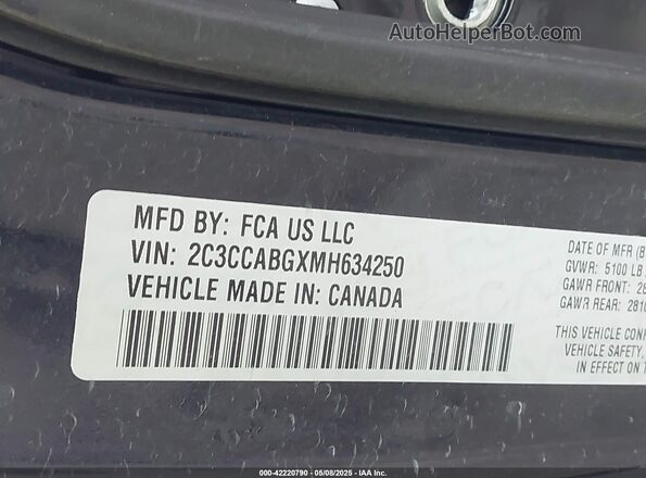 2C3CCABGXMH634250 2021 CHRYSLER 300 Black Widok komory silnika