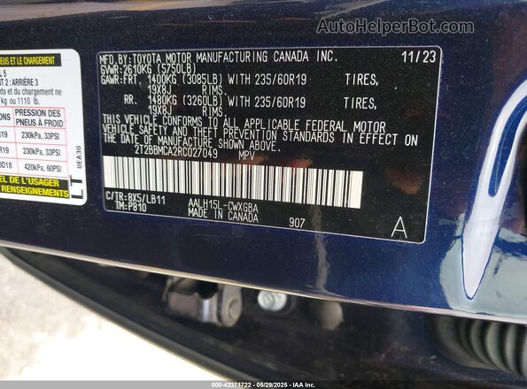 2T2BBMCA2RC027049 2024 LEXUS RX 350H Dark Blue Engine compartment view