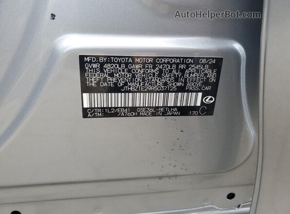 JTHBZ1E29R5037125 2024 LEXUS IS Серебряный Вид наклейки с VIN-кодом