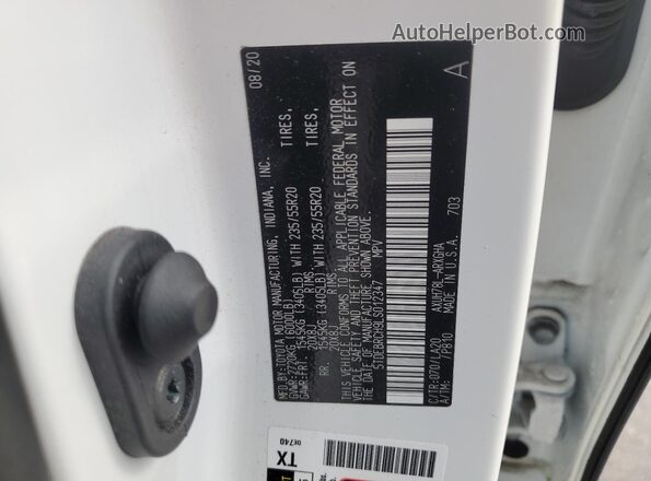 5TDEBRCH9LS012347 2020 TOYOTA HIGHLANDER HYBRID White Vista de la etiqueta del VIN