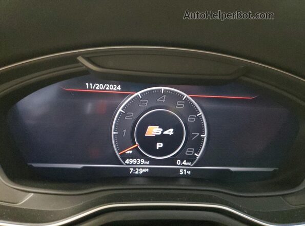 WAUB4AF46KA115225 2019 AUDI S4 Gray Widok zestawu wskaźników