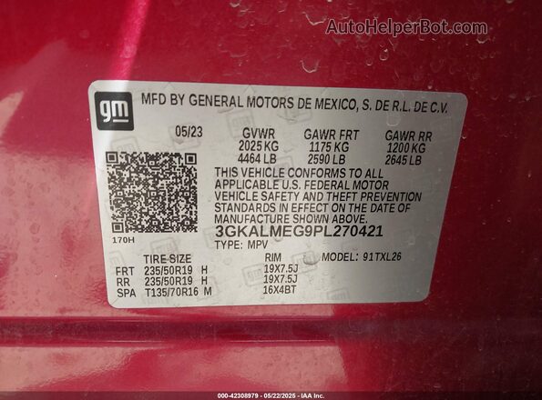 3GKALMEG9PL270421 2023 GMC TERRAIN Красный Вид подкапотного пространства