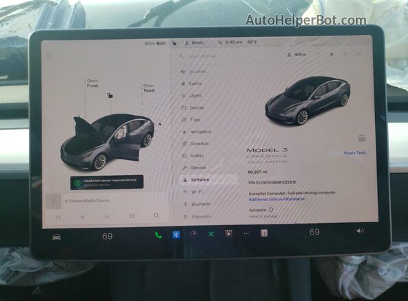 5YJ3E1EB8MF032510 2021 TESLA MODEL Серый Вид щитка приборов