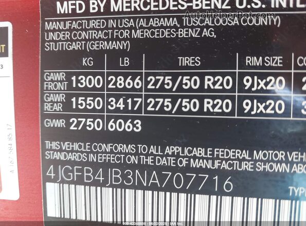 4JGFB4JB3NA707716 2022 MERCEDES-BENZ GLE 350 Красный Вид подкапотного пространства
