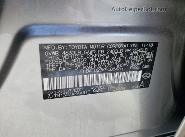 JTHBA1D23K5088425 2019 LEXUS IS Gray Widok komory silnika