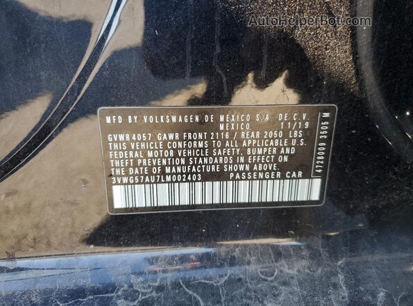 3VWG57AU7LM002403 2020 VOLKSWAGEN GOLF Black Widok komory silnika