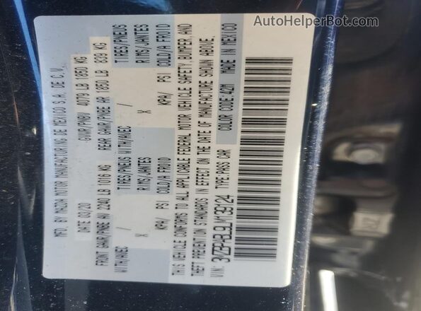 3MZBPABL9LM139124 2020 MAZDA 3 Синий Вид подкапотного пространства
