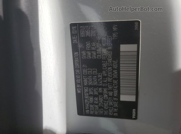YV4A22PL8G1071863 2016 VOLVO XC90 Белый Вид наклейки с VIN-кодом