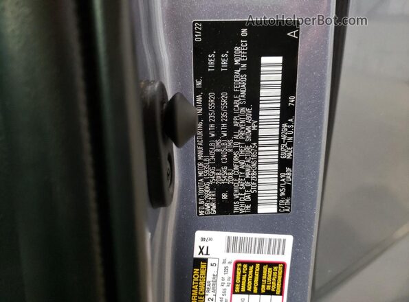 5TDFZRBH3NS185754 2022 TOYOTA HIGHLANDER Gray Панорамний вид салону 360°