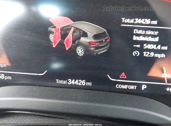 5UXTY5C07M9E96142 2021 BMW X3 Black Vista de los asientos traseros