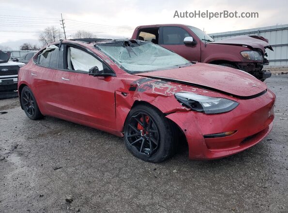5YJ3E1EA6MF922723 2021 TESLA MODEL Красный Передняя правая четверть